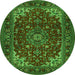 Square Medallion Green Traditional Rug, tr1722grn