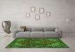 Machine Washable Medallion Green Traditional Area Rugs in a Living Room,, wshtr1722grn