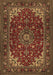 Machine Washable Medallion Brown Traditional Rug, wshtr1722brn