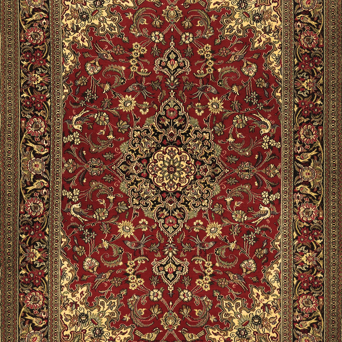 Machine Washable Medallion Brown Traditional Rug, wshtr1722brn