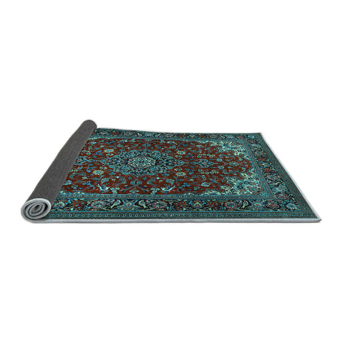 Sideview of Medallion Light Blue Traditional Rug, tr1722lblu