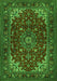 Serging Thickness of Machine Washable Medallion Green Traditional Area Rugs, wshtr1722grn