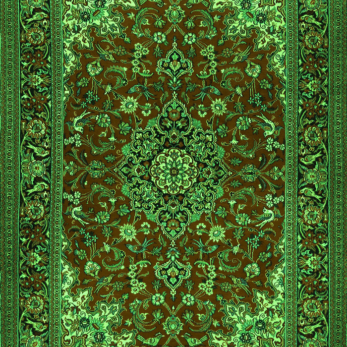 Serging Thickness of Machine Washable Medallion Green Traditional Area Rugs, wshtr1722grn