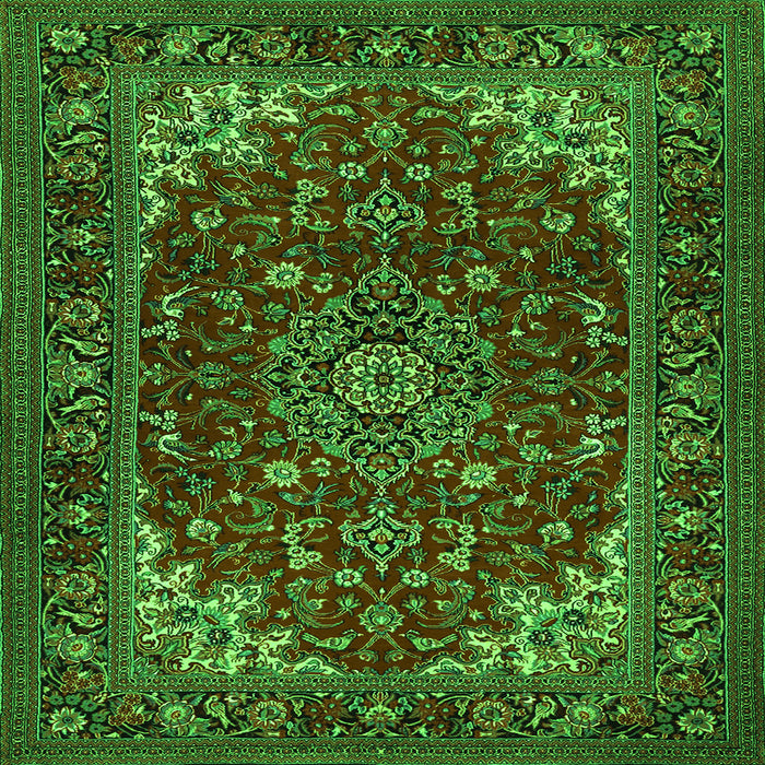Serging Thickness of Medallion Green Traditional Rug, tr1722grn