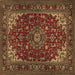 Square Machine Washable Medallion Brown Traditional Rug, wshtr1722brn