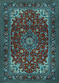 Medallion Light Blue Traditional Rug, tr1722lblu