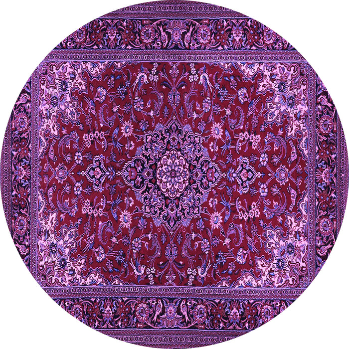 Round Medallion Purple Traditional Rug, tr1722pur