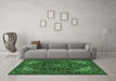 Machine Washable Medallion Emerald Green Traditional Area Rugs in a Living Room,, wshtr1722emgrn