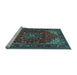 Sideview of Machine Washable Medallion Light Blue Traditional Rug, wshtr1722lblu