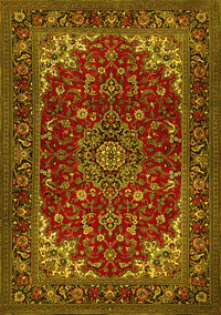 Medallion Yellow Traditional Rug, tr1722yw