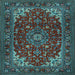 Square Medallion Light Blue Traditional Rug, tr1722lblu