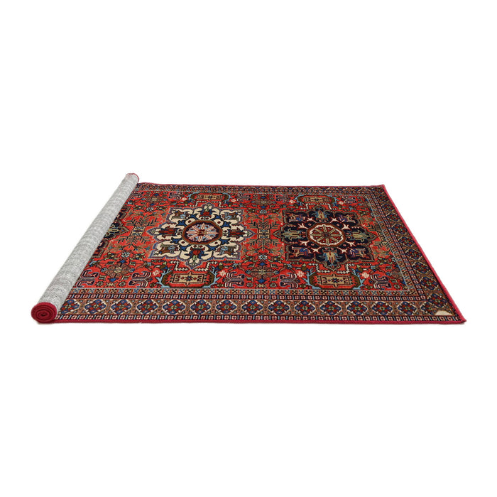 Sideview of Machine Washable Traditional Dark Almond Brown Rug, wshtr1723