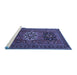 Sideview of Machine Washable Persian Blue Traditional Rug, wshtr1723blu