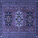 Square Machine Washable Persian Blue Traditional Rug, wshtr1723blu