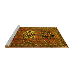 Sideview of Machine Washable Persian Yellow Traditional Rug, wshtr1723yw