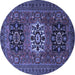 Round Machine Washable Persian Blue Traditional Rug, wshtr1723blu