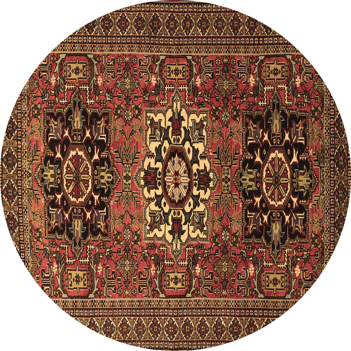 Round Machine Washable Persian Brown Traditional Rug, wshtr1723brn