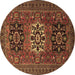 Round Persian Brown Traditional Rug, tr1723brn