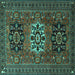 Square Machine Washable Persian Turquoise Traditional Area Rugs, wshtr1723turq