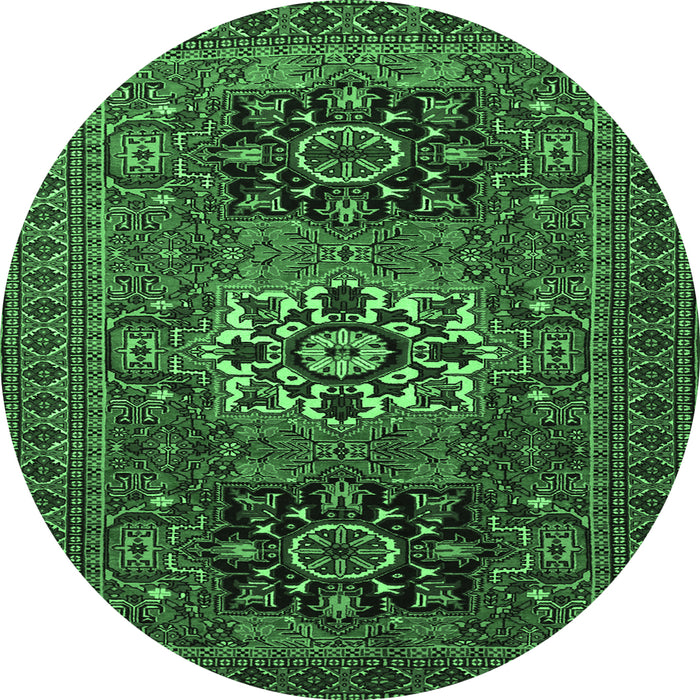 Round Persian Emerald Green Traditional Rug, tr1723emgrn