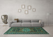 Machine Washable Persian Turquoise Traditional Area Rugs in a Living Room,, wshtr1723turq