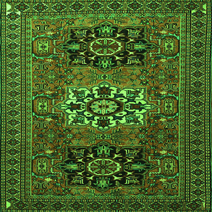 Round Machine Washable Persian Green Traditional Area Rugs, wshtr1723grn