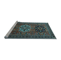 Sideview of Machine Washable Persian Light Blue Traditional Rug, wshtr1723lblu