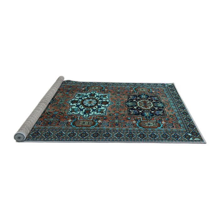Sideview of Machine Washable Persian Light Blue Traditional Rug, wshtr1723lblu