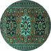 Round Persian Turquoise Traditional Rug, tr1723turq
