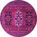 Round Machine Washable Persian Pink Traditional Rug, wshtr1723pnk