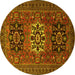 Round Machine Washable Persian Yellow Traditional Rug, wshtr1723yw