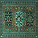 Square Persian Turquoise Traditional Rug, tr1723turq
