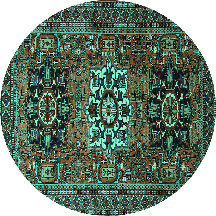 Round Machine Washable Persian Turquoise Traditional Area Rugs, wshtr1723turq