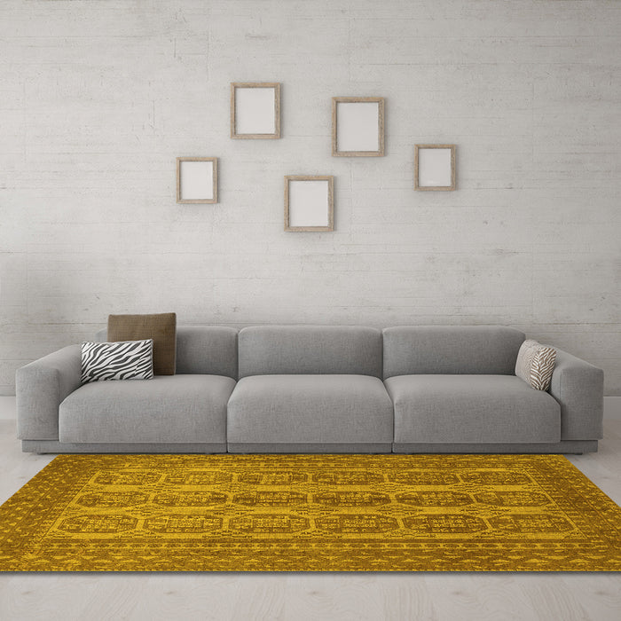 Machine Washable Persian Yellow Traditional Rug in a Living Room, wshtr1724yw