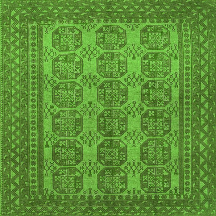 Round Machine Washable Persian Green Traditional Area Rugs, wshtr1724grn