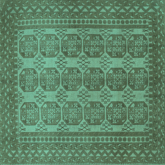 Square Machine Washable Persian Turquoise Traditional Area Rugs, wshtr1724turq