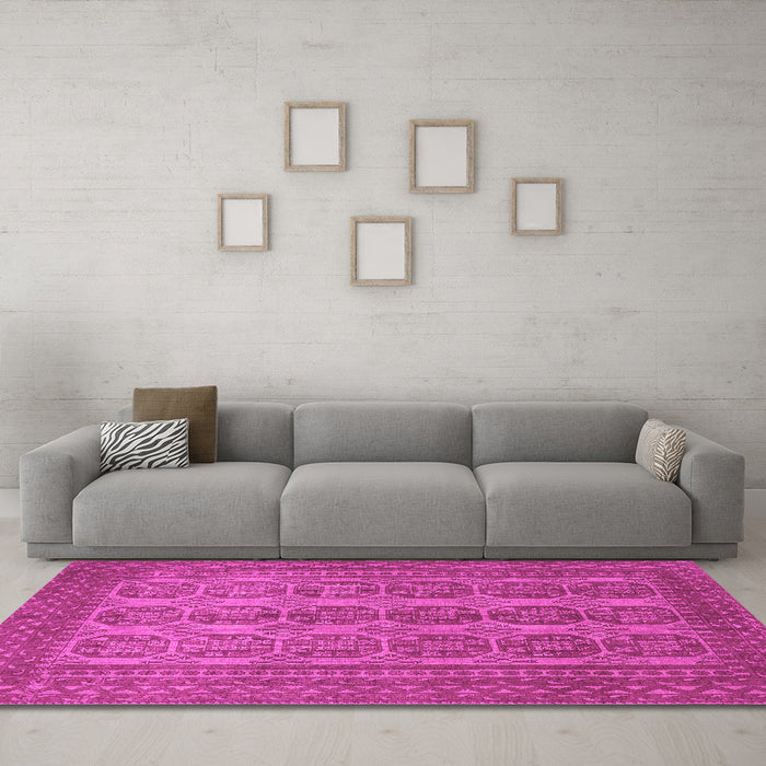 Machine Washable Persian Pink Traditional Rug in a Living Room, wshtr1724pnk