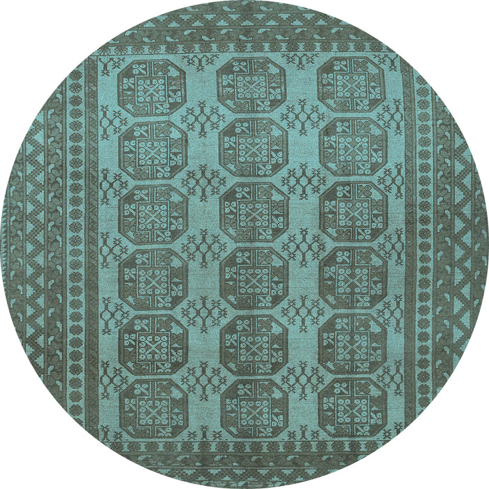 Round Machine Washable Persian Light Blue Traditional Rug, wshtr1724lblu