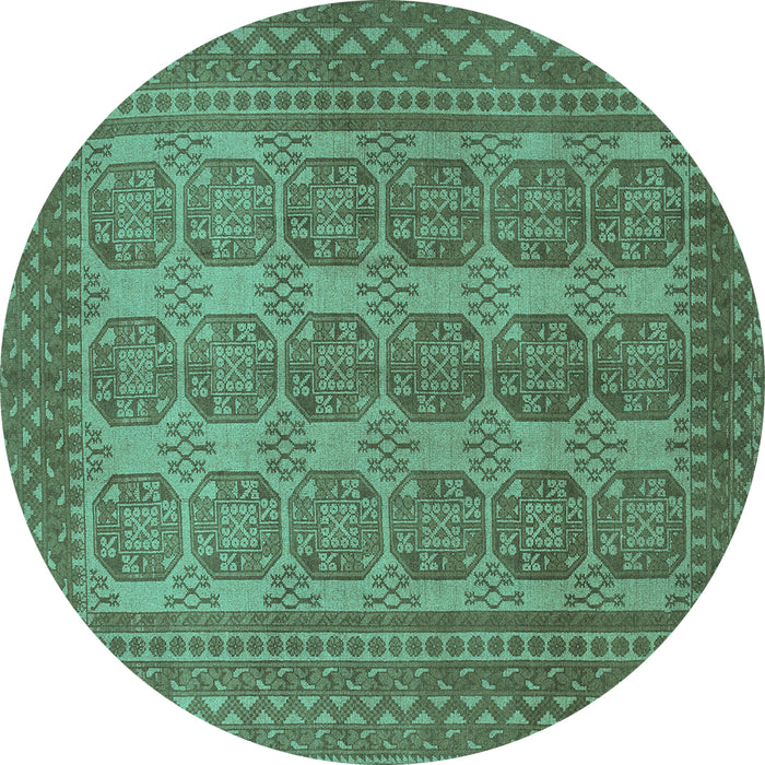 Round Machine Washable Persian Turquoise Traditional Area Rugs, wshtr1724turq