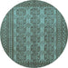 Round Persian Light Blue Traditional Rug, tr1724lblu