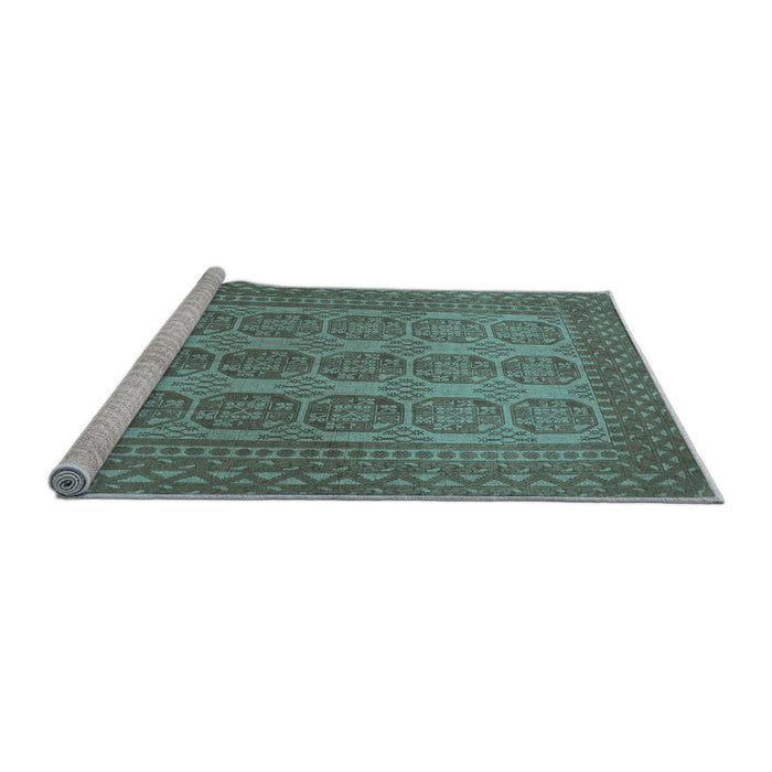 Sideview of Machine Washable Persian Light Blue Traditional Rug, wshtr1724lblu