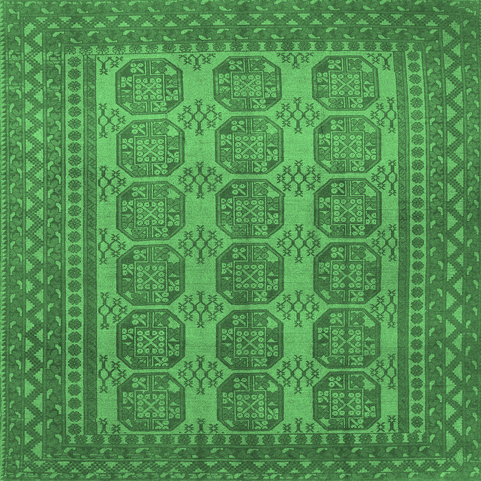 Square Machine Washable Persian Emerald Green Traditional Area Rugs, wshtr1724emgrn