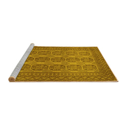 Sideview of Machine Washable Persian Yellow Traditional Rug, wshtr1724yw