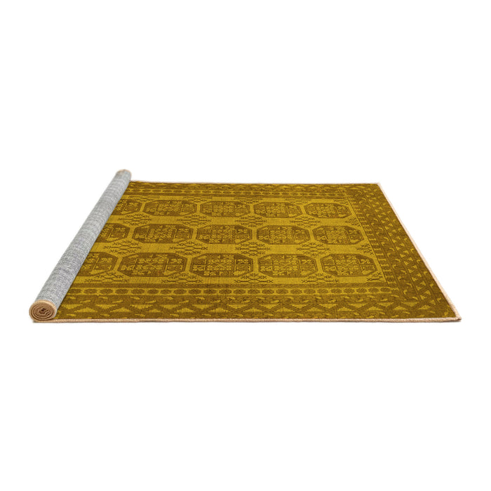 Sideview of Machine Washable Persian Yellow Traditional Rug, wshtr1724yw