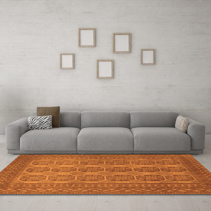 Machine Washable Persian Orange Traditional Area Rugs in a Living Room, wshtr1724org
