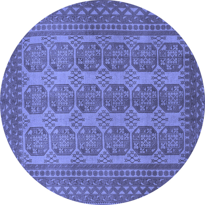 Round Persian Blue Traditional Rug, tr1724blu