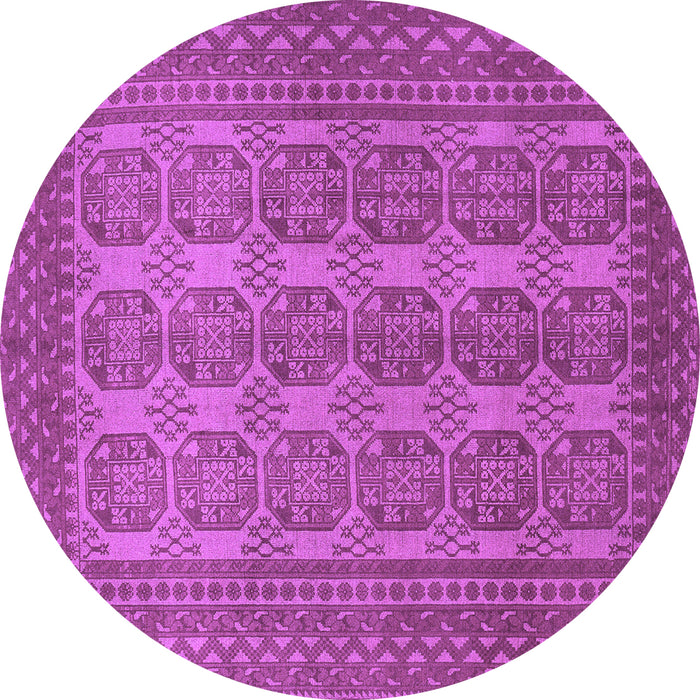Round Machine Washable Persian Purple Traditional Area Rugs, wshtr1724pur