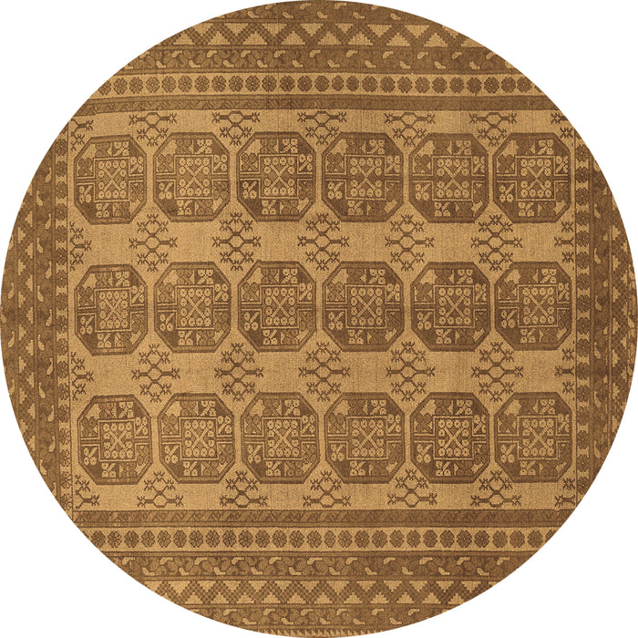 Round Machine Washable Persian Brown Traditional Rug, wshtr1724brn
