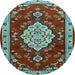 Round Persian Light Blue Traditional Rug, tr1725lblu