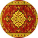 Round Machine Washable Persian Yellow Traditional Rug, wshtr1725yw